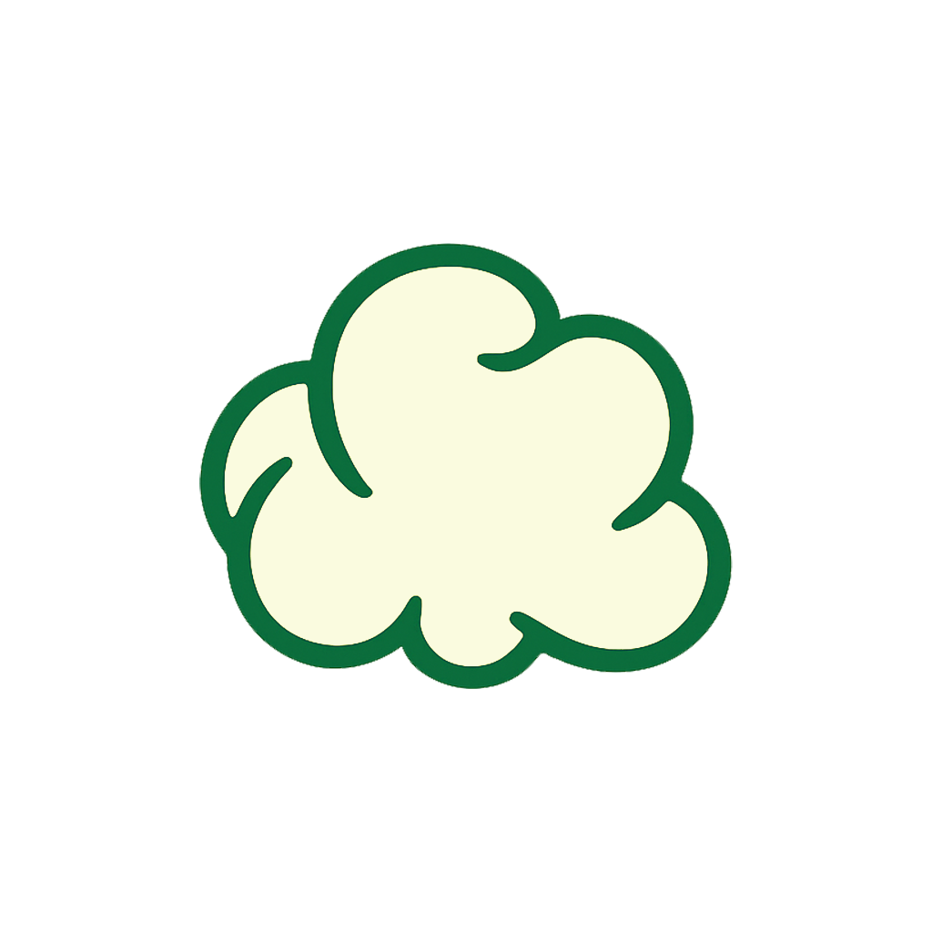 A simple popcorn kernel-shaped icon with a dark green outline and a pale cream fill on a plain transparent background.